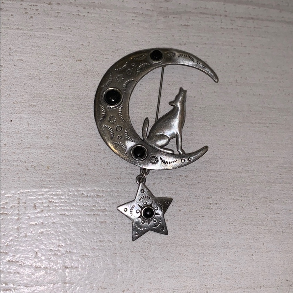 JJ howling wolf Mexican inspired pinback brooch